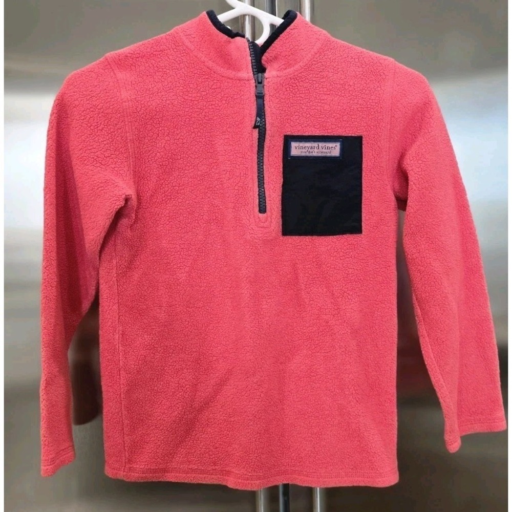 Vineyard Vines Martha's Vineyard Fleece Half-Zip Sherpa‎ Kid's 12-14 Salmon Pink
